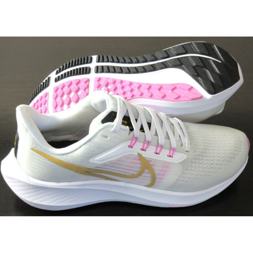 Women's Nike Air Zoom Pegasus 39 Running Shoes White Wheat Gold Pink Sizes NEW - Picture 2 of 5